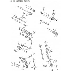 KJW KP-05 цилиндр нозл в сборе Part 15,16,17,18